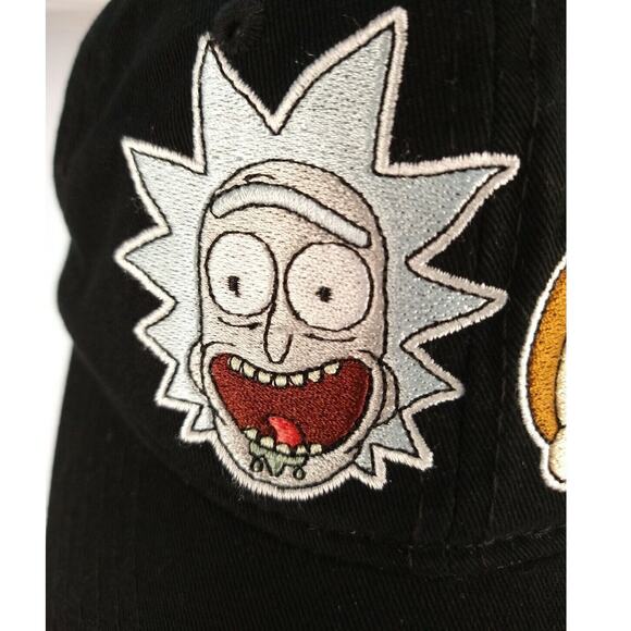 Rick and Morty Faces Adjustable Dad Hat Cap Black Adult Swim Strapback One Size - Picture 6 of 11